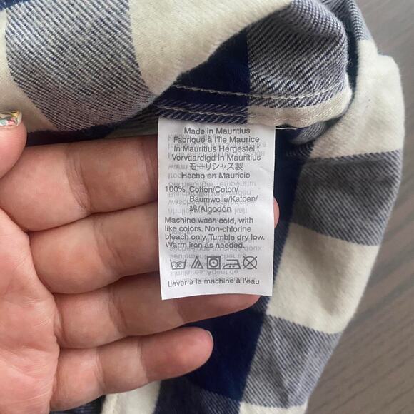 Mens Shirt Size Large Blue White Plaid Flannel Button Down Checkered Coastal - Picture 8 of 8